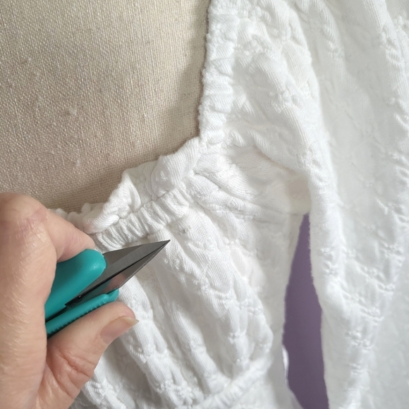 Free People Lady Bug Pointelle Long Sleeve Smocked Sweetheart Milkmaid Crop Top - Picture 12 of 16